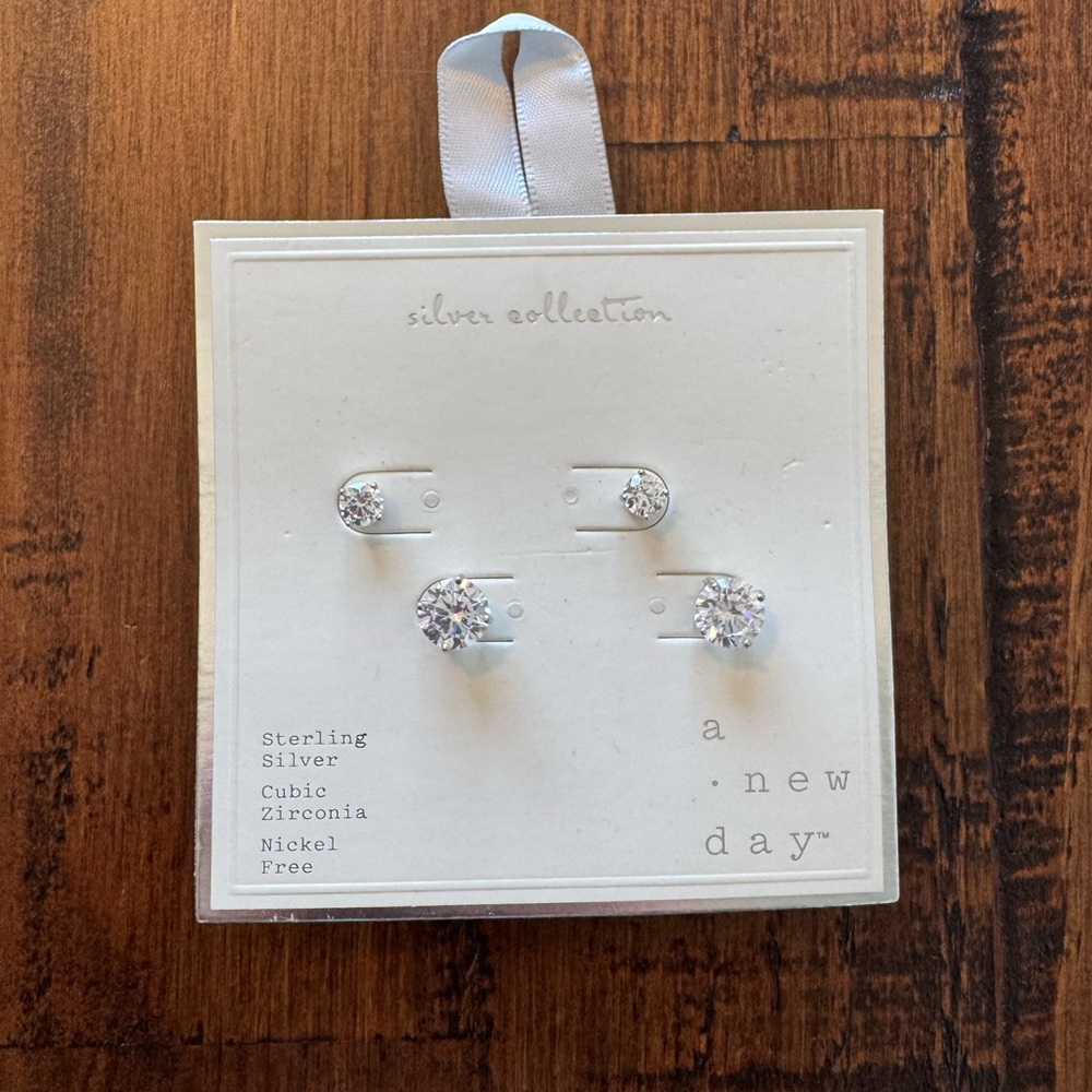A New Day Sterling Silver Zirconia Earrings